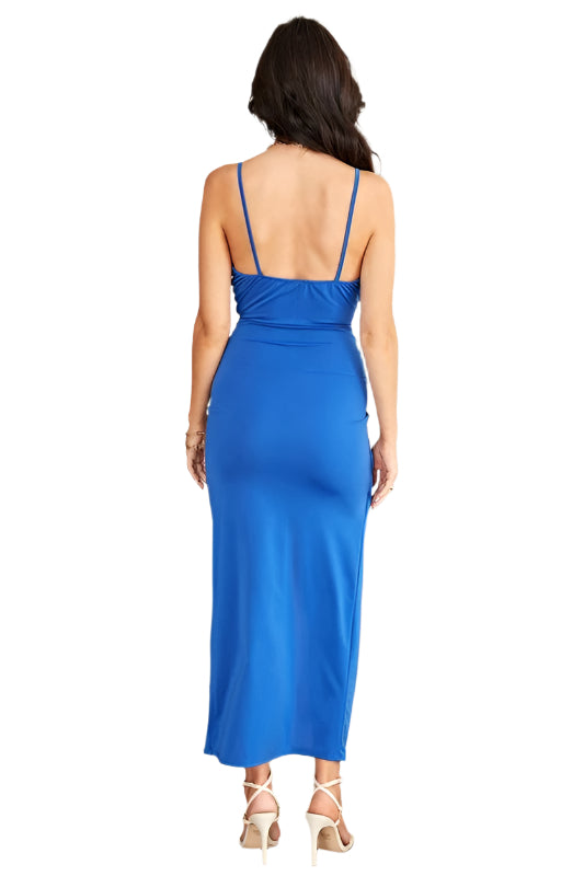 Spaghetti Strap V Neck Front Twist Cocktail Dress