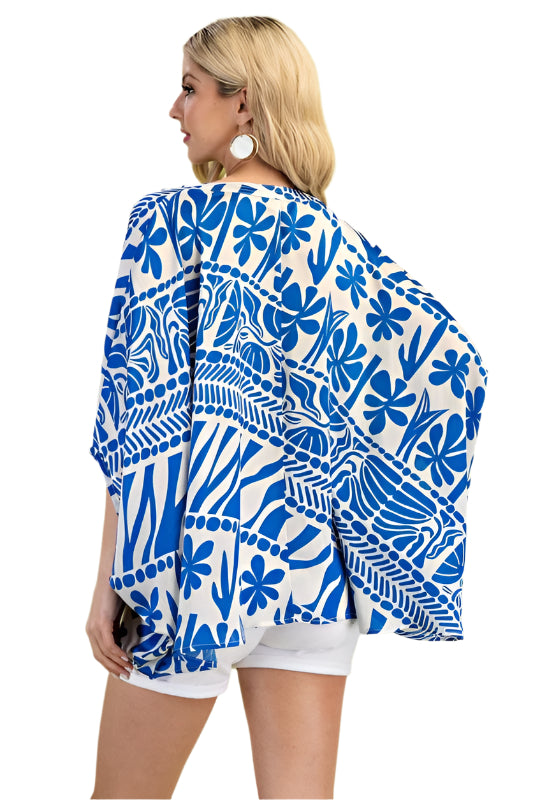 Printed Silky V-neck Top