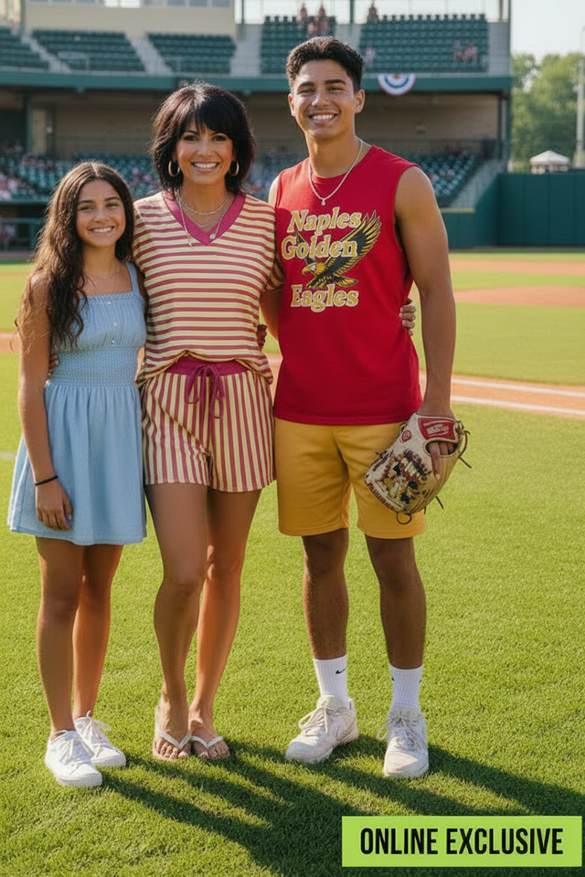 Stripe Colorblock V-Neck Tee & Drawstring Short Set