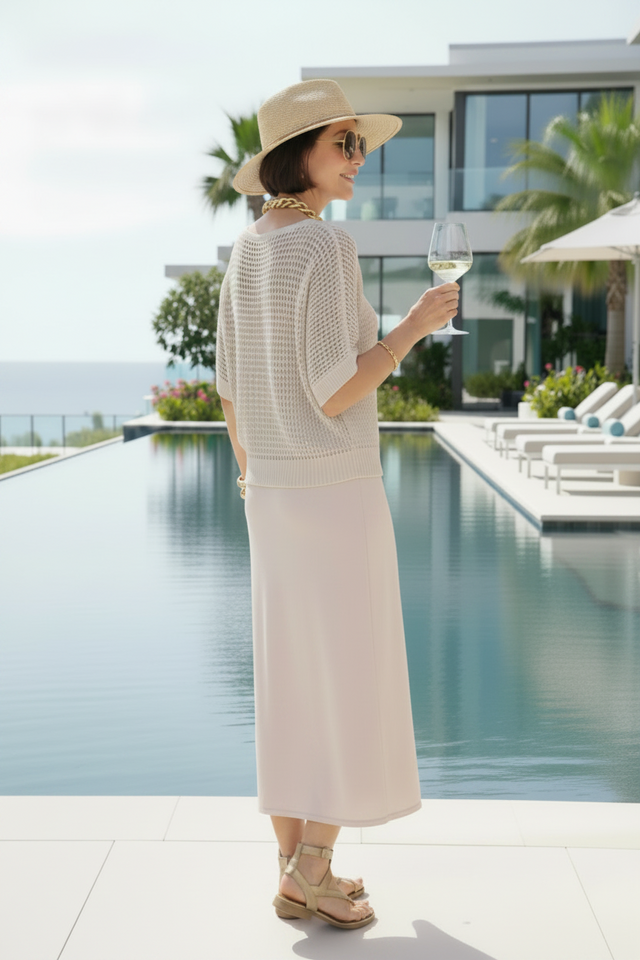 Openwork Knit Top and Dress Set