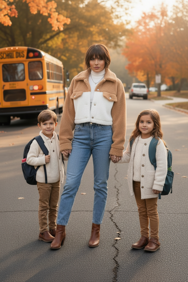 Two Tone Cropped Sherpa
