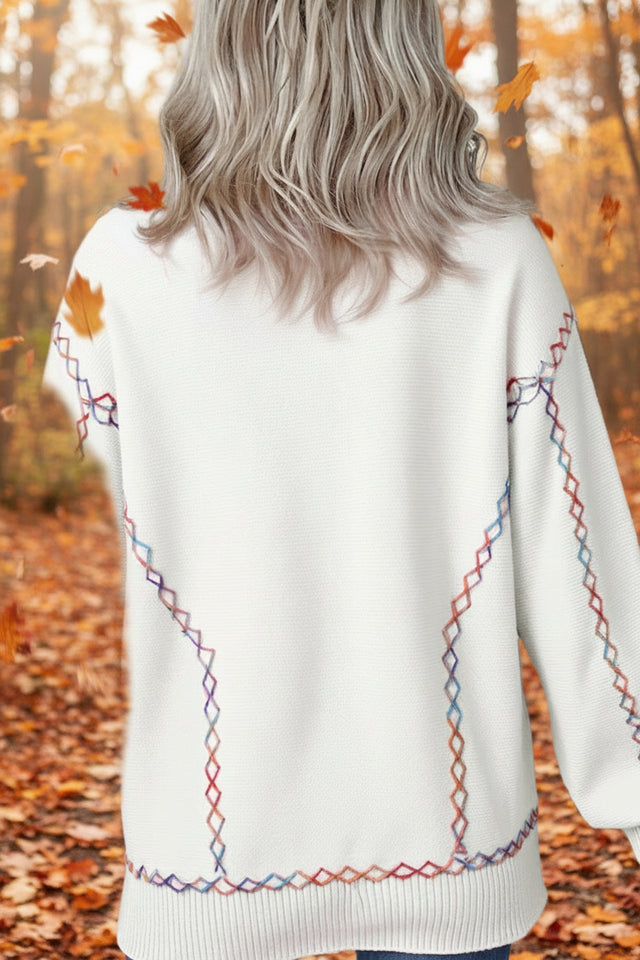 Stitched Balloon Sleeve Sweater