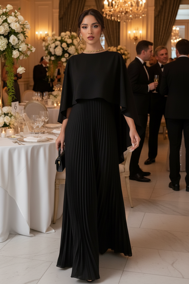 Flowey Cape Pleated Dress