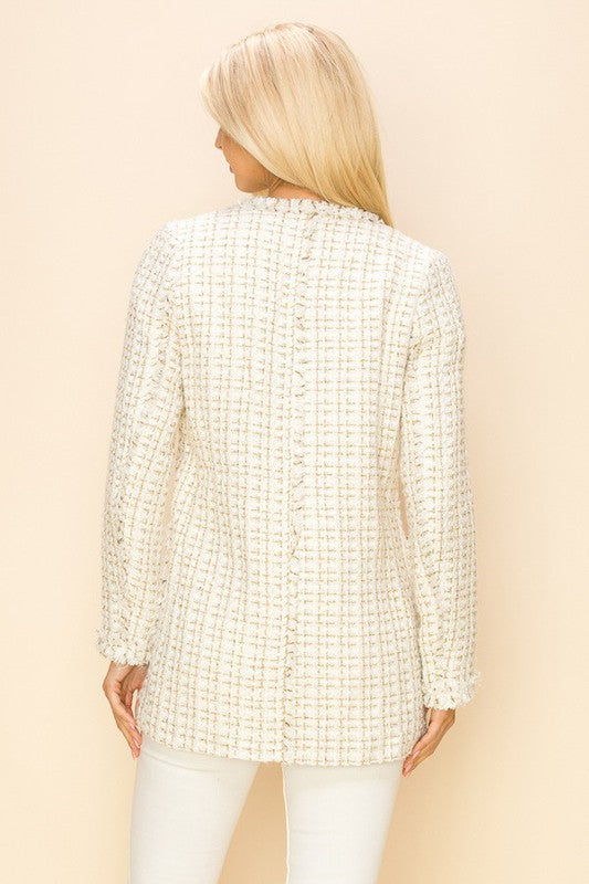 Open Tweed Hem Jacket