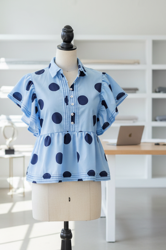 Polka Dot Buttoned Blouse