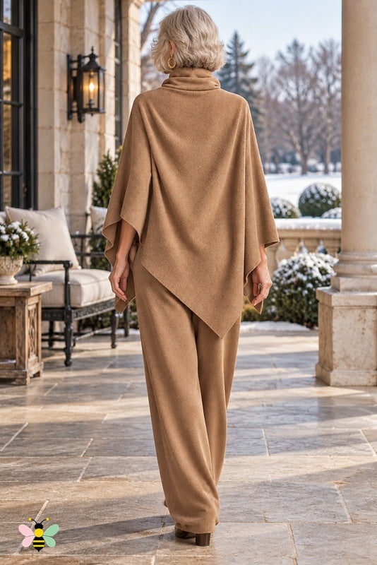 Alpine Arrival Poncho Set | Camel | back