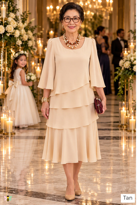 The Estate Reverie Tiered Dress | Tan | front