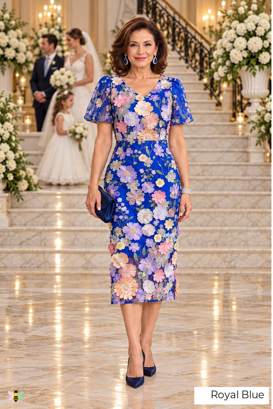 The Garden Heirloom Embroidered Midi Dress | Royal Blue | front