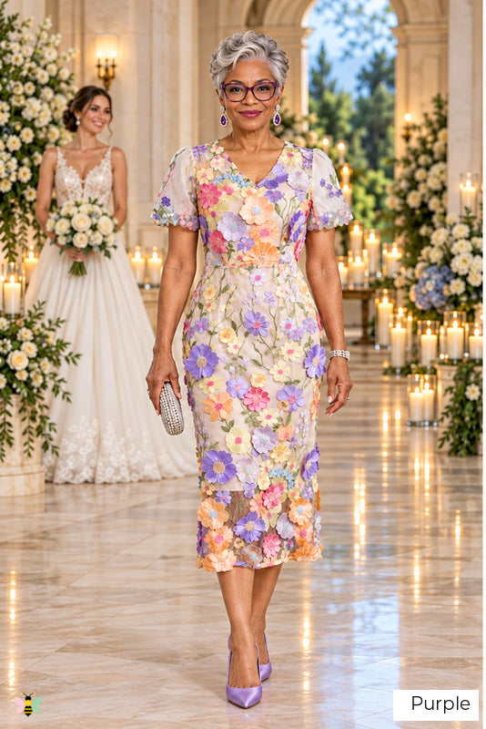 The Garden Heirloom Embroidered Midi Dress | Purple | front