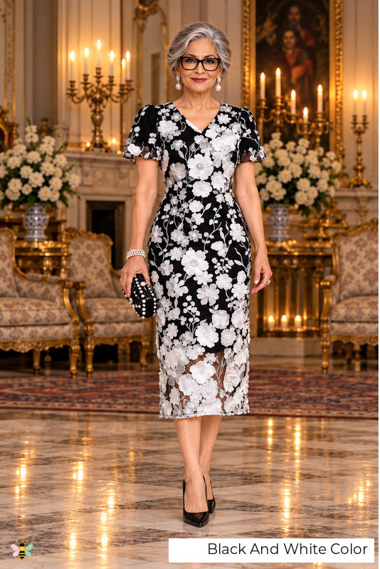 The Garden Heirloom Embroidered Midi Dress | Black And White Color | front