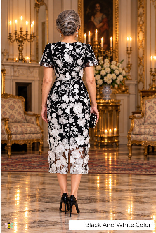 The Garden Heirloom Embroidered Midi Dress | Black And White Color | back