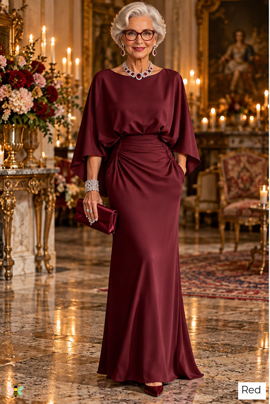 The Grand Salon Draped Gown | Red | front