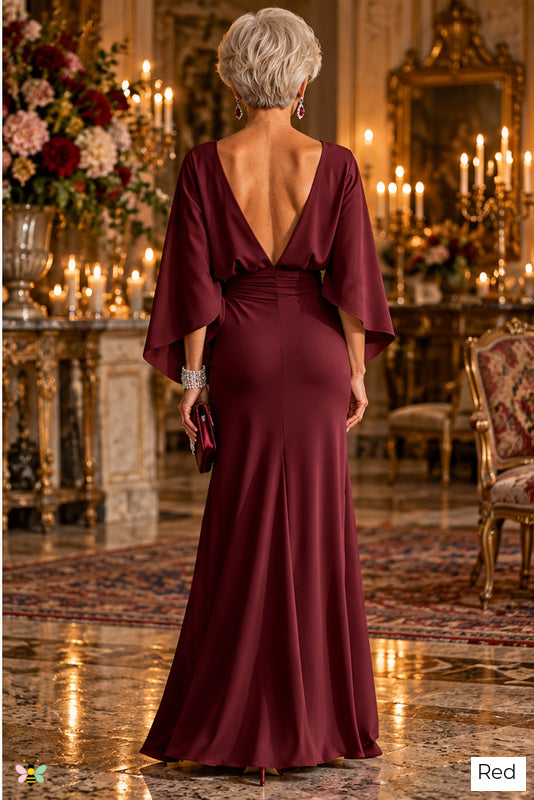 The Grand Salon Draped Gown | Red | back