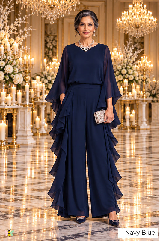 The Conservatory Cascade Chiffon Ensemble | Navy Blue | front