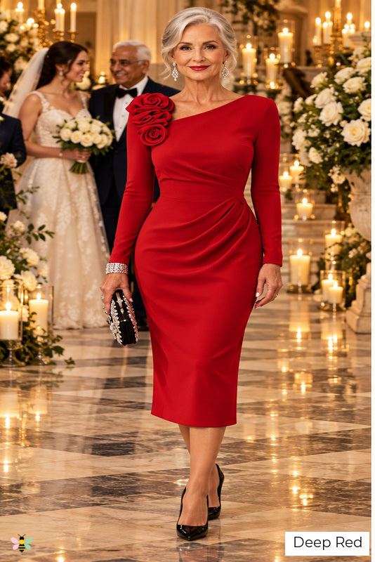 The Rosewood Heirloom Appliqué Dress | Deep Red | front
