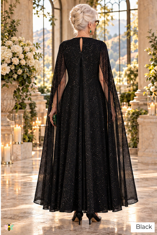 The Conservatory Starlight Cape Gown | Black | back