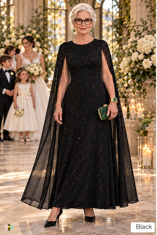 The Conservatory Starlight Cape Gown | Black | front