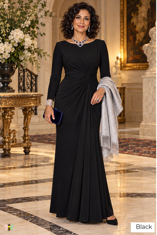 The Candlelight Sonata Twisted-Waist Gown | Black | front