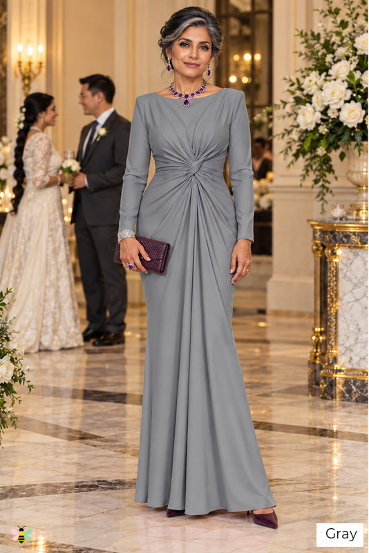 The Candlelight Sonata Twisted-Waist Gown | Gray | front
