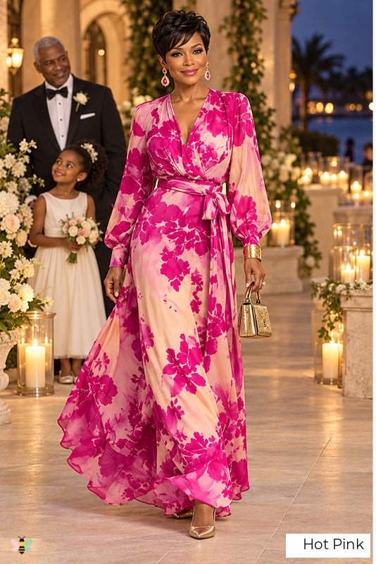 The Palm Royale Floral Maxi Dress | Hot Pink | front