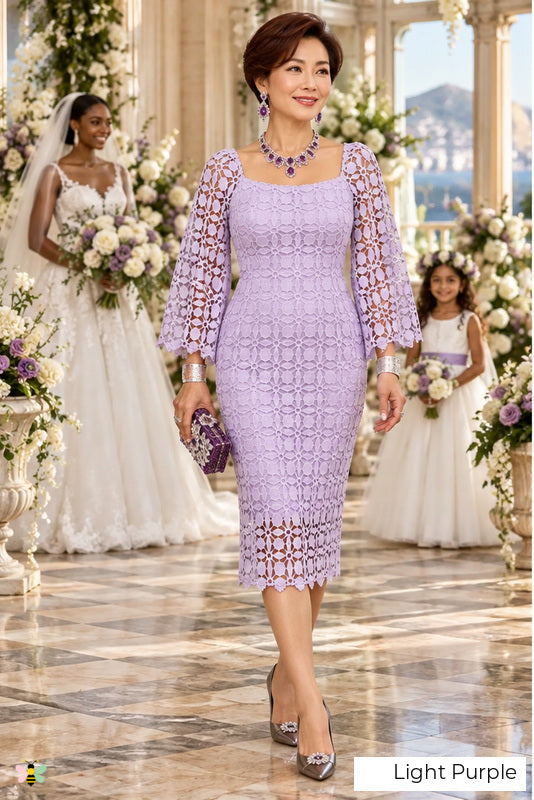 The Magnolia Salon Lace Midi Dress | Light Purple | front