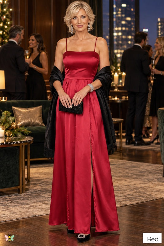 The Jewel Hour Satin-Effect Maxi Dress | Red | front