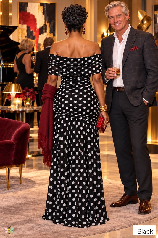 The Social Hour Polka-Dot Maxi Dress | Black | back