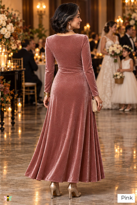 The Velvet Rendezvous Ring-Detail Gown | Pink | back