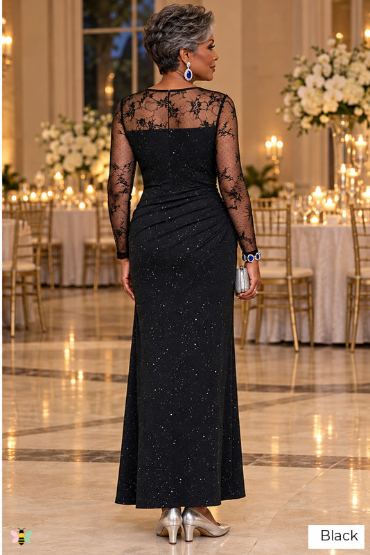 The Starlit Legacy Lace-Yoke Gown | Black | back
