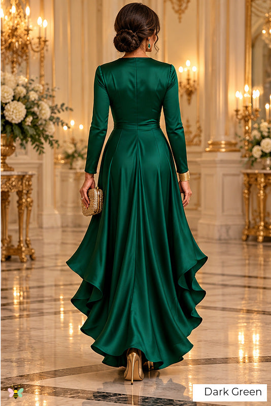 The Venetian Waltz Ruffled Wrap Dress | Dark Green | back