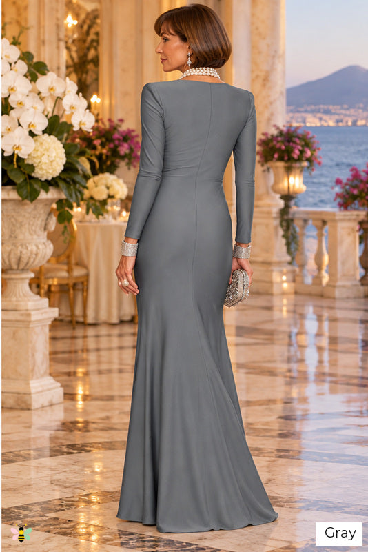 The Windsor Grace Knot-Front Gown | Gray | back