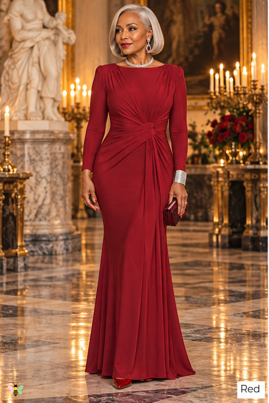 The Windsor Grace Knot-Front Gown | Red | front