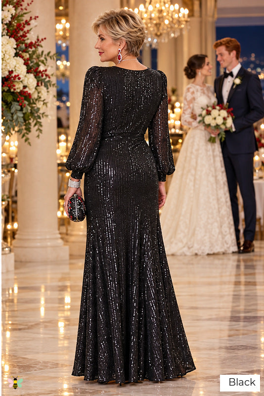 The Winter Celebration Sequin Gown | Black | back