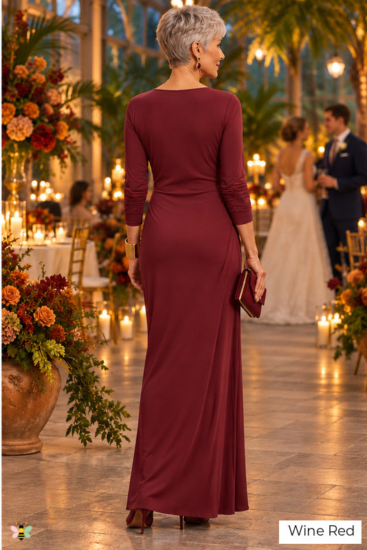 The Venetian Whisper Cowl-Neck Gown | Wine Red | back