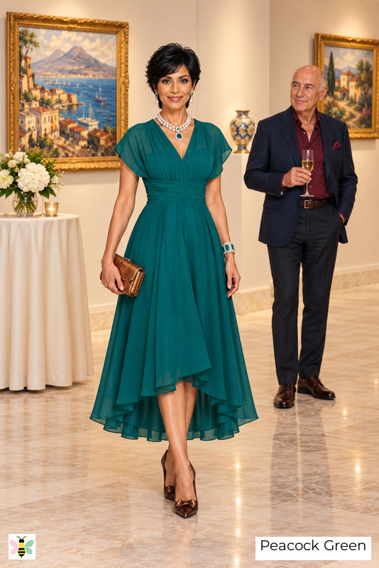The Evening Current Ruched Midi Dress | Peacock Green | front