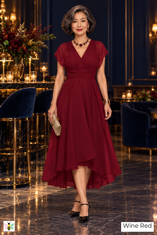 The Evening Current Ruched Midi Dress | Wine Red | front