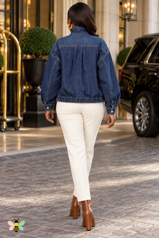 Blue Horizon Stand-Collar Jacket | Dark Blue | back