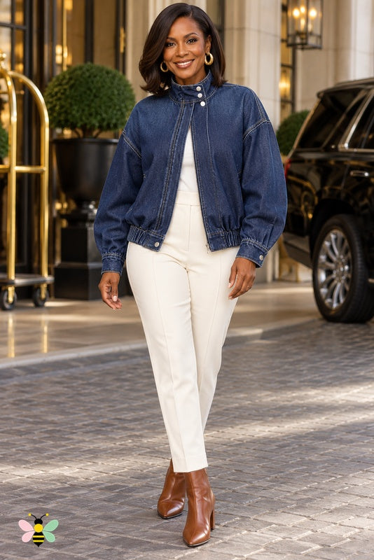 Blue Horizon Stand-Collar Jacket | Dark Blue | front