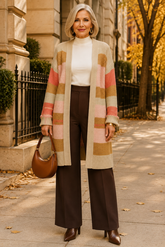 Long Striped Cardigan