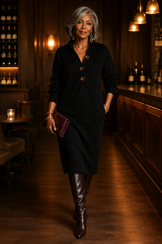 Ribbed Mid Weight Sweater Dress