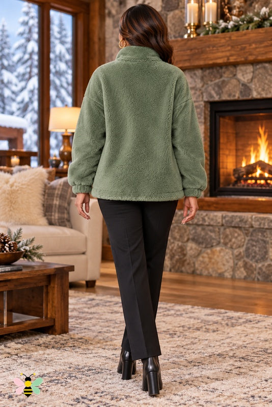 Chalet Glow Plush Zip Jacket | Green | back