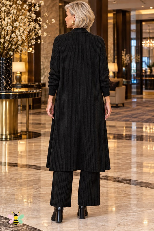 Chalet Hours Ribbed Three-Piece Set | Black | back