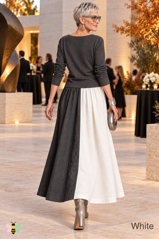 Monochrome Wrap Maxi Dress | White | back