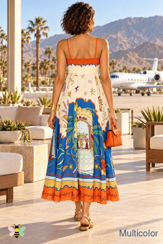 Coastal Muse Printed Cami Maxi Dress | Multicolor | back