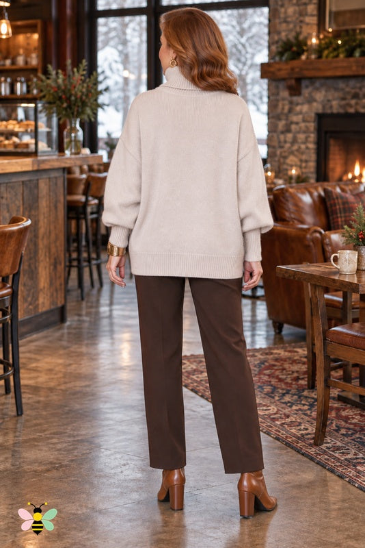 Color Story Relaxed Turtleneck | Apricot | back