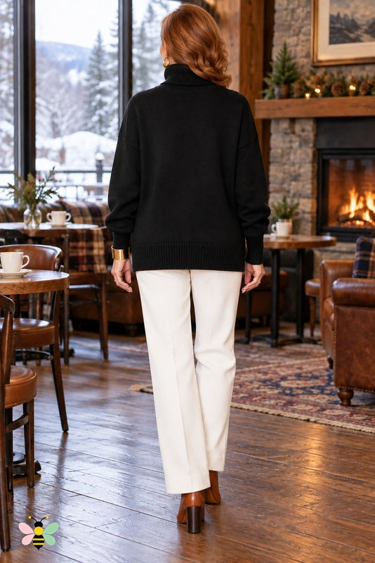 Color Story Relaxed Turtleneck | Black | back