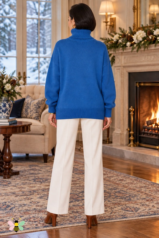 Color Story Relaxed Turtleneck | Blue | back