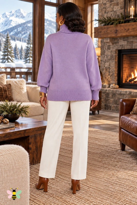 Color Story Relaxed Turtleneck | Purple | back