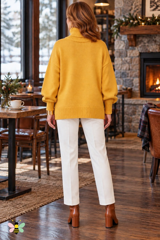 Color Story Relaxed Turtleneck | Yellow | back