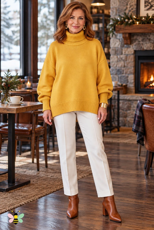 Color Story Relaxed Turtleneck | Yellow | front